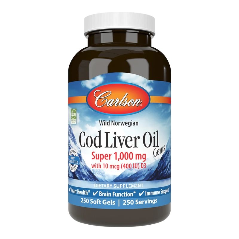 Жирные кислоты Carlson Labs Cod Liver Oil Gems Super 1000 mg, 250 капсул,  ml, Carlson Labs. Fats. General Health 