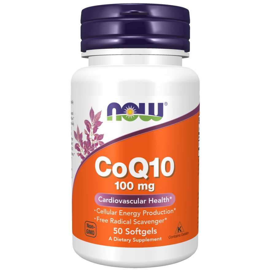 Витамины и минералы NOW CoQ-10 100 mg, 50 капсул,  ml, Now. Vitamins and minerals. General Health Immunity enhancement 