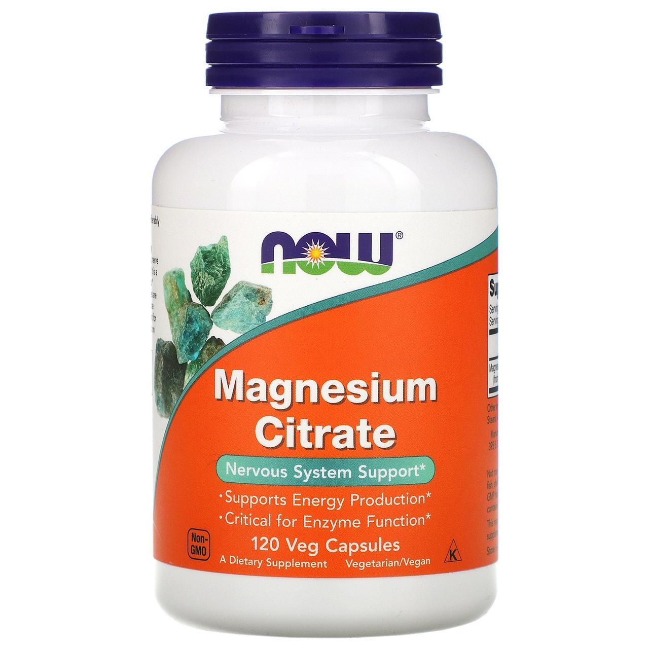 Мінеральна добавка NOW Foods Magnesium Citrate 200 mg 120 VCaps,  ml, Now. Vitamins and minerals. General Health Immunity enhancement 
