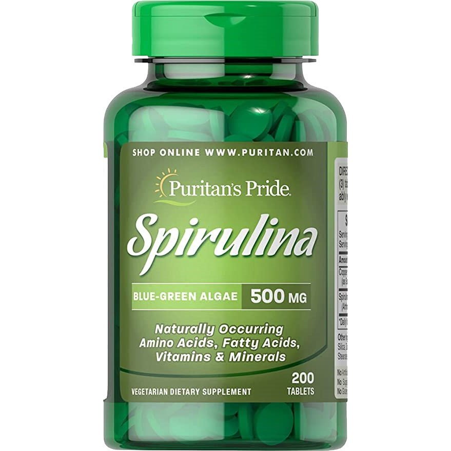 Puritan's Pride Натуральная добавка Puritan's Pride Spirulina 500 mg, 200 таблеток, , 