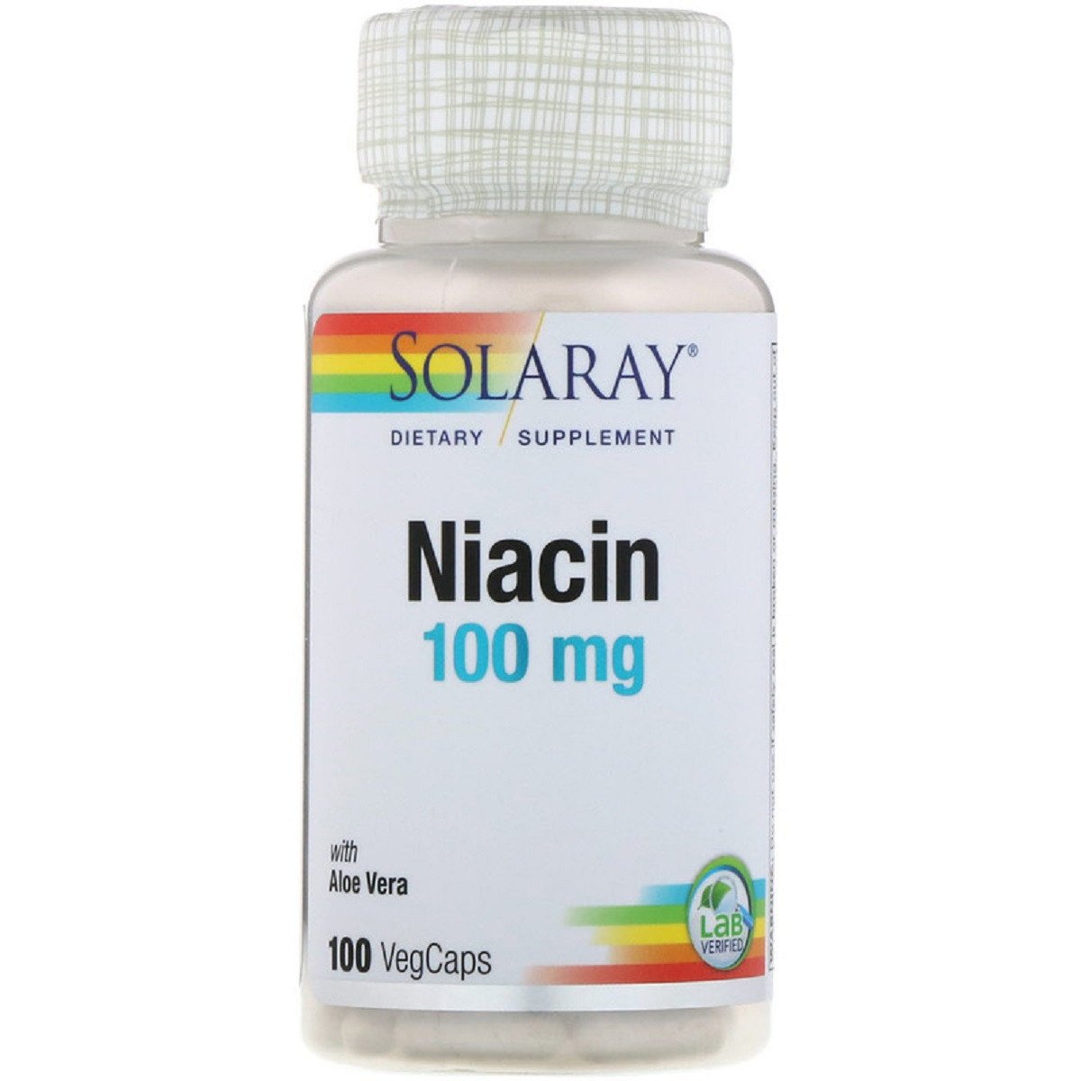 Ниацин, 100 Мг, Solaray, 100 капсул,  мл, Solaray. Витамин B. Поддержание здоровья 