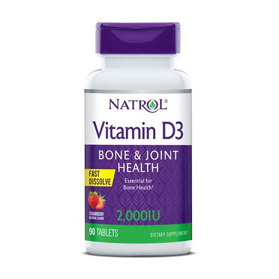 Витамин д3 Natrol Vitamin D3 2000 IU (90 таб, клубника) натрол,  мл, Natrol. Витамин D. 