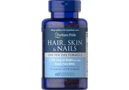 Puritan's Pride Puritan's Pride Hair Skin and Nails One Per Day Formula 60 Softgels, , 