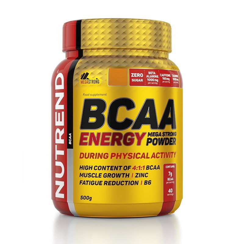 BCAA Nutrend BCAA Energy Mega Strong, 500 грамм Малина,  мл, Nutrend. BCAA. Снижение веса Восстановление Антикатаболические свойства Сухая мышечная масса 