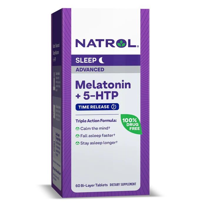 Natrol Натуральная добавка Natrol Melatonin + 5-HTP, 60 таблеток, ,