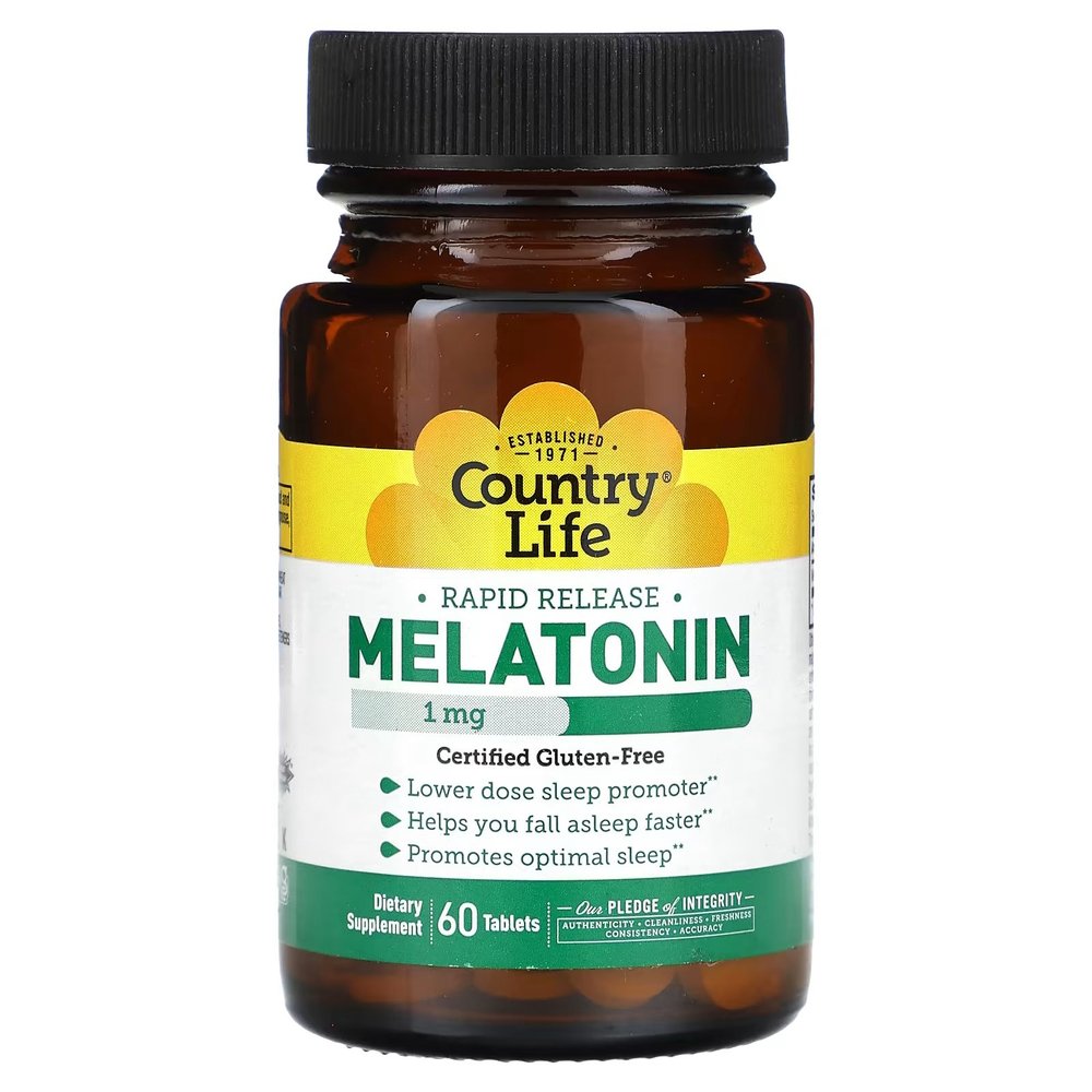 Country Life Натуральная добавка Country Life Melatonin 1 mg, 60 таблеток, , 