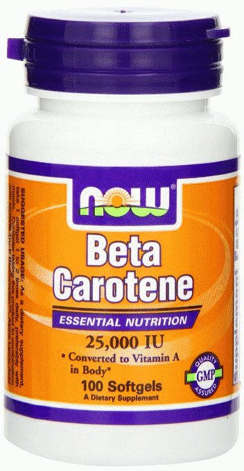 Beta Carotene 25000, 100 piezas, Now. Complejos vitaminas y minerales. General Health Immunity enhancement 