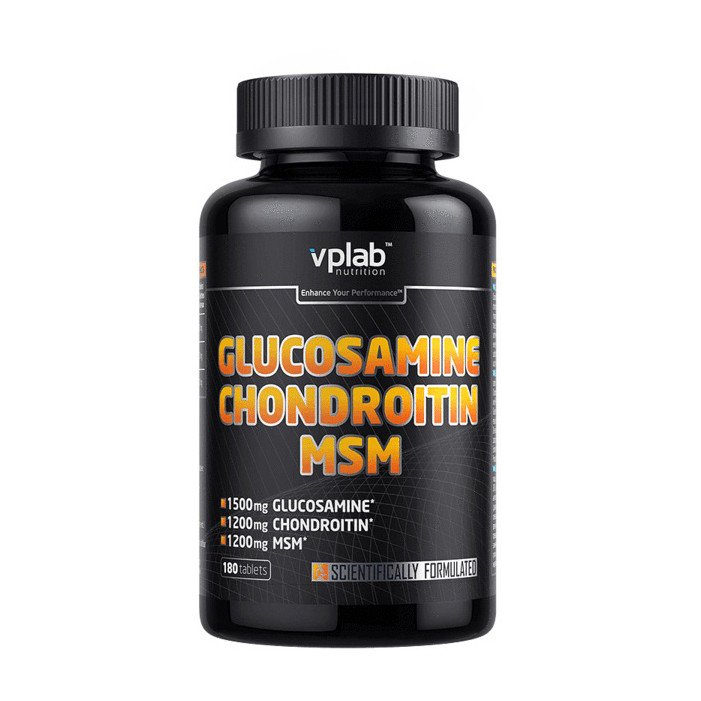 Глюкозамин хондроитин МСМ VP Lab Glucosamine & Chondroitin MSM (180 tabs) вп лаб,  мл, VPLab. Хондропротекторы. Поддержание здоровья Укрепление суставов и связок 