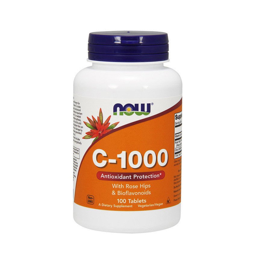 Витамин C Now Foods C-1000 with rose hips & bioflavonoids (100 таб) нау фудс,  мл, Now. Витамин C. Поддержание здоровья Укрепление иммунитета 