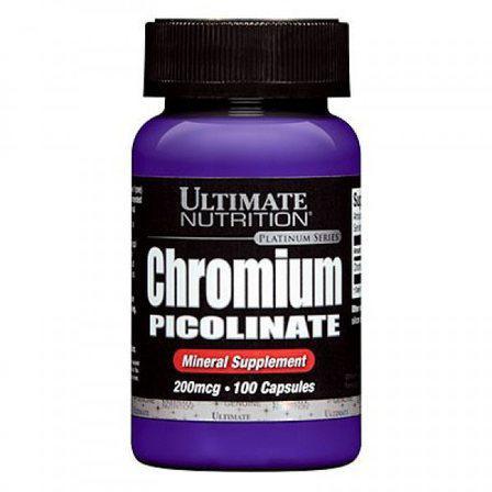 Хром пиколинат Ultimate Nutrition Chromium Picolinate (100 капс) ультимейт,  мл, Ultimate Nutrition. Пиколинат хрома. Снижение веса Регуляция углеводного обмена Уменьшение аппетита 