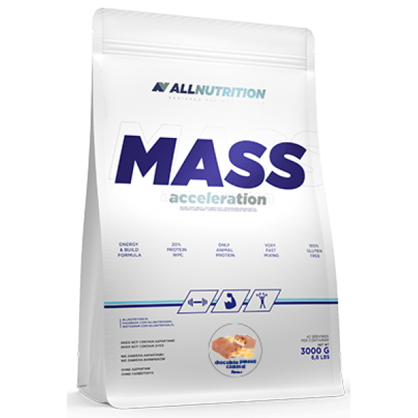 AllNutrition Гейнер для набора массы AllNutrition Mass Acceleration (3 кг) оллнутришн Chocolate Caramel Peanut, , 3 