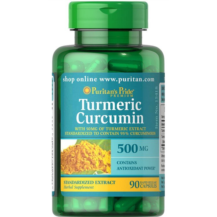Куркумін Puritan's Pride Turmeric Curcumin 500 mg 90 Caps,  мл, Puritan's Pride. Спец препараты. 