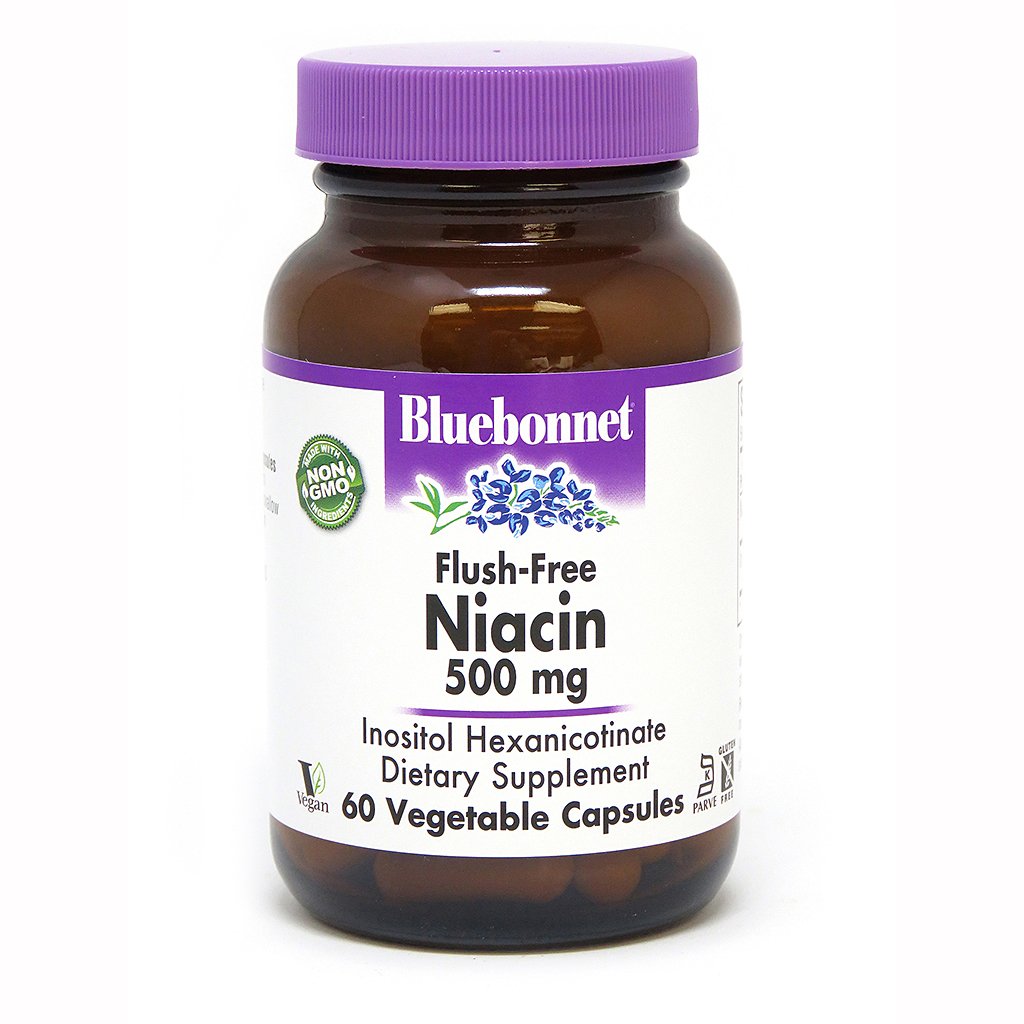 Витамины и минералы Bluebonnet Niacin Flush-Free 500 mg, 60 капсул,  ml, Bluebonnet Nutrition. Vitamins and minerals. General Health Immunity enhancement 