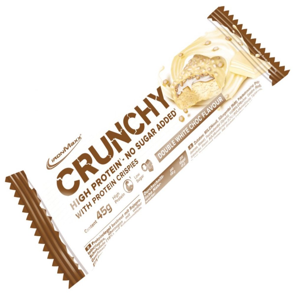 Батончик IronMaxx Crunchy, 45 грамм Двойной белый шоколад,  мл, IronMaxx. Батончик. 