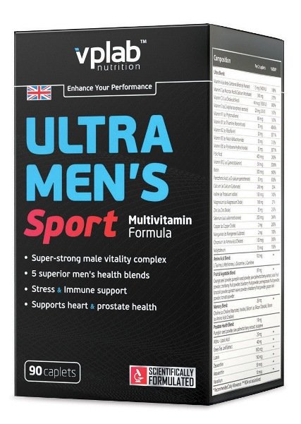 VP Lab Витамины и минералы VPLab Ultra Mens Sport Multivitamin, 90 каплет, , 
