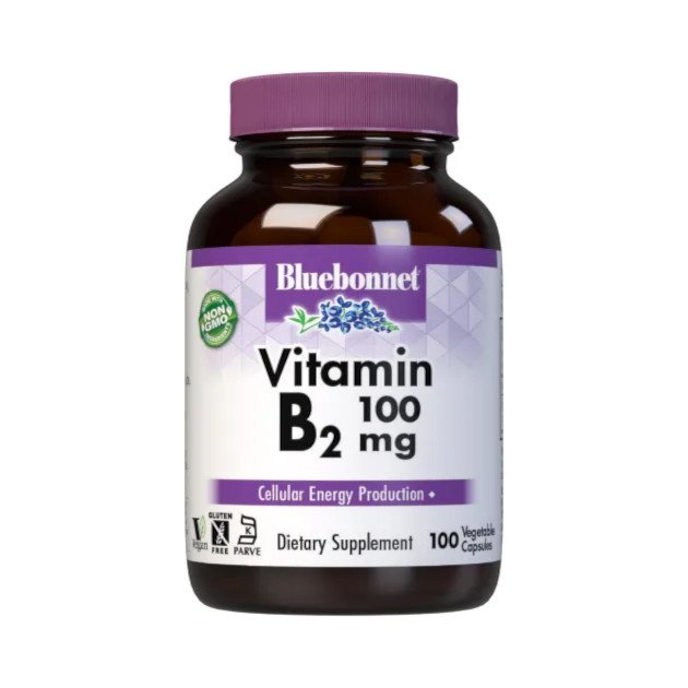 Витамины и минералы Bluebonnet Vitamin B2 100 mg, 100 вегакапсул,  мл, Bluebonnet Nutrition. Витамины и минералы. Поддержание здоровья Укрепление иммунитета 