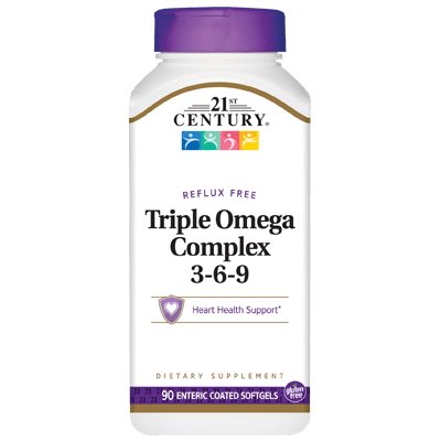 Жирные кислоты 21st Century Triple Omega Complex 3-6-9, 90 капсул,  мл, 21st Century. Жирные кислоты (Omega). Поддержание здоровья 