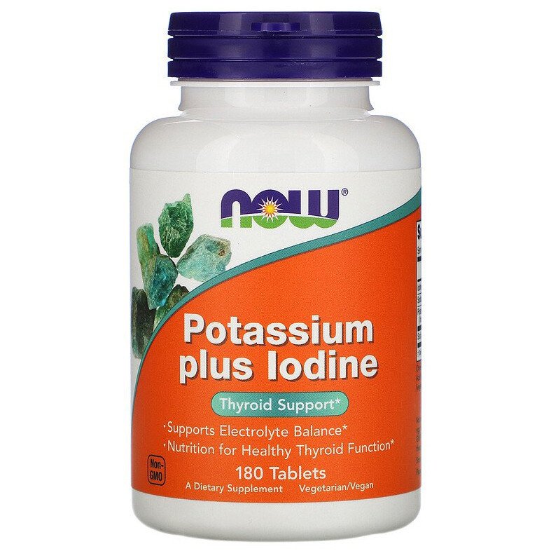 NOW Foods Potassium Plus Iodine 180 Tabs,  мл, Now. Витамины и минералы. Поддержание здоровья Укрепление иммунитета 