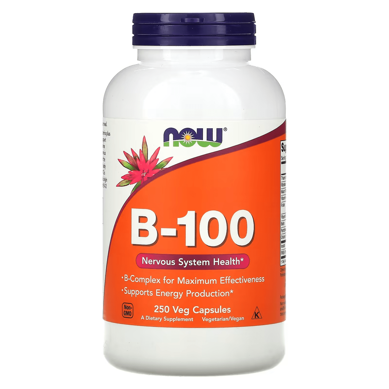 Харчова добавка NOW Foods B-100 250 Caps,  ml, Now. Vitamins and minerals. General Health Immunity enhancement 