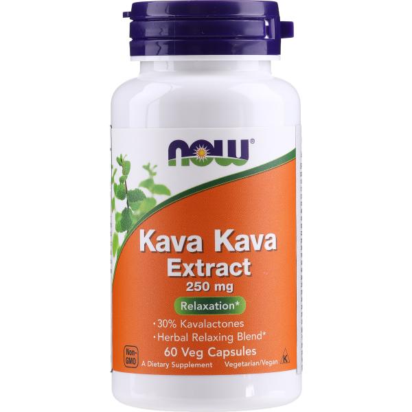 Натуральная добавка NOW Kava Kava Extract 250 mg, 60 вегакапсул,  мл, Now. Hатуральные продукты. Поддержание здоровья 