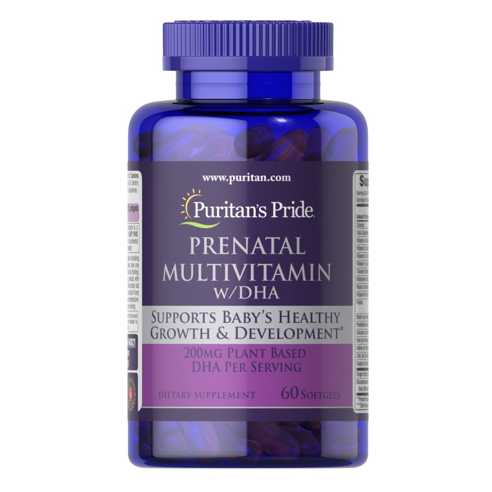 Puritan's Pride Витамины и минералы Puritan's Pride Prenatal Multivitamin with DHA, 60 капсул, , 