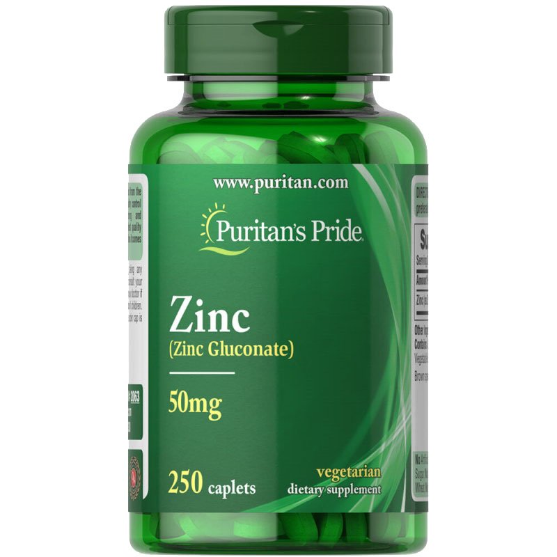 Витамины и минералы Puritan's Pride Zinc 50 mg, 250 каплет,  ml, Puritan's Pride. Vitamins and minerals. General Health Immunity enhancement 