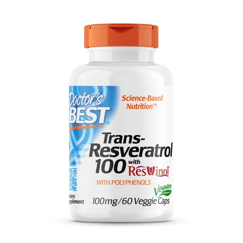 Натуральная добавка Doctor's Best Trans-Resveratrol with Resvinol 100 mg, 60 вегакапсул,  мл, Doctor's BEST. Hатуральные продукты. Поддержание здоровья 