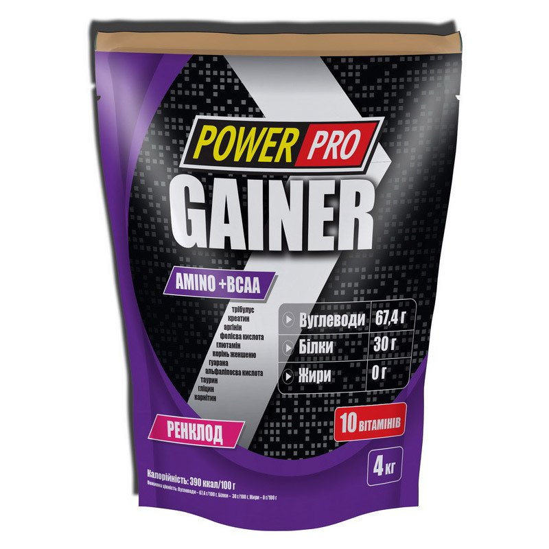 Гейнер для набора массы Power Pro Gainer (4 кг) павер про бразильський горіх,  мл, Power Pro. Гейнер. Набор массы Энергия и выносливость Восстановление 