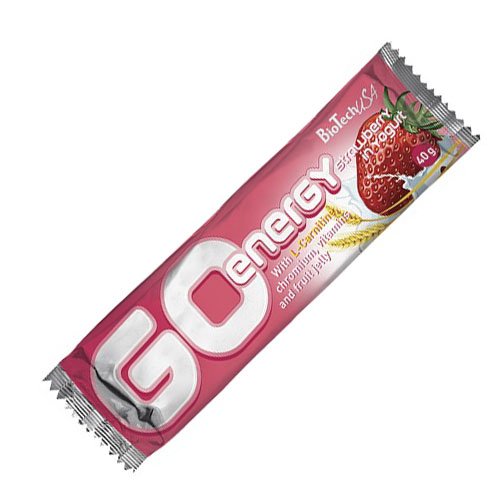 Батончик BioTech Go Energy Bar, 40 грамм Клубника-йогурт,  мл, BioTech. Батончик. 