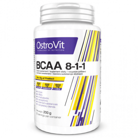 BCAA 8-1-1, 200 г, OstroVit. BCAA. Снижение веса Восстановление Антикатаболические свойства Сухая мышечная масса 