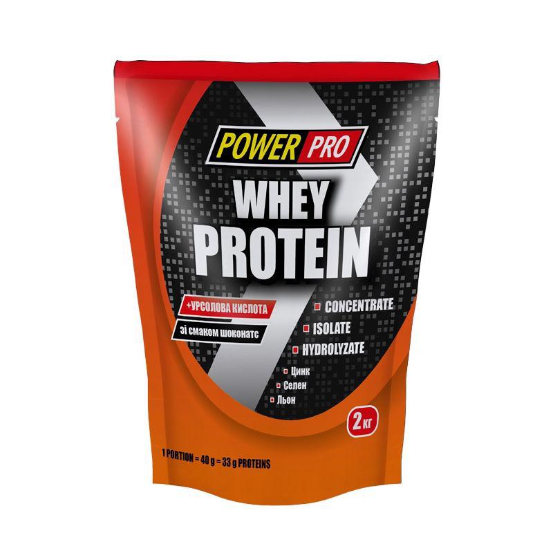 Power Pro Сывороточный протеин концентрат Power Pro Whey Protein (2 кг) павер про вей банан та суниця, , 2 