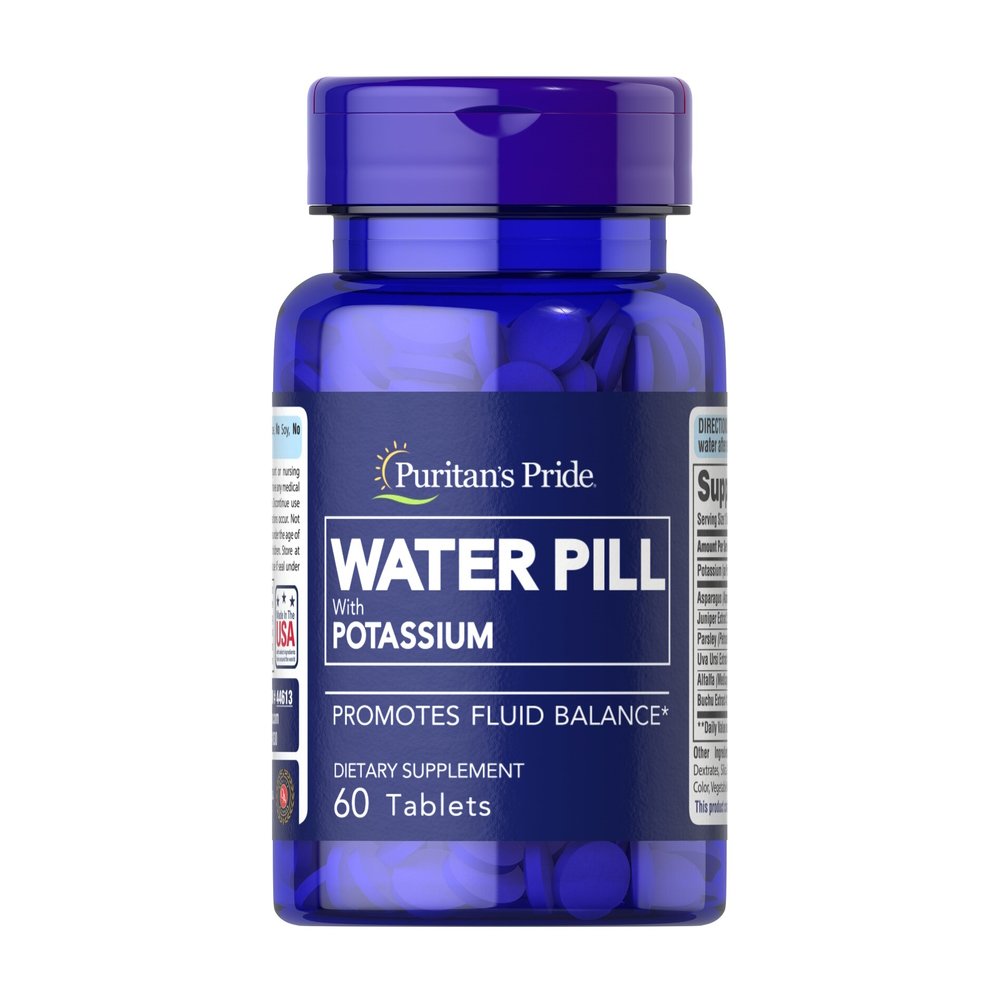 Puritan's Pride Натуральная добавка Puritan's Pride Water Pill with Potassium, 60 таблеток, , 