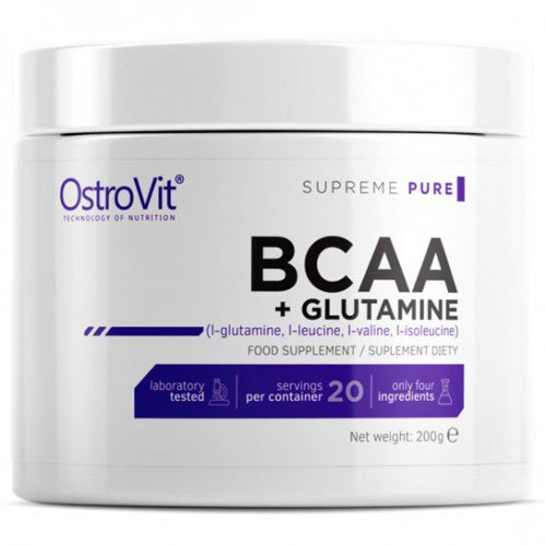 Ostrovit BCAA + Glutamine 200 г Лимон,  ml, OstroVit. BCAA. Weight Loss recuperación Anti-catabolic properties Lean muscle mass 