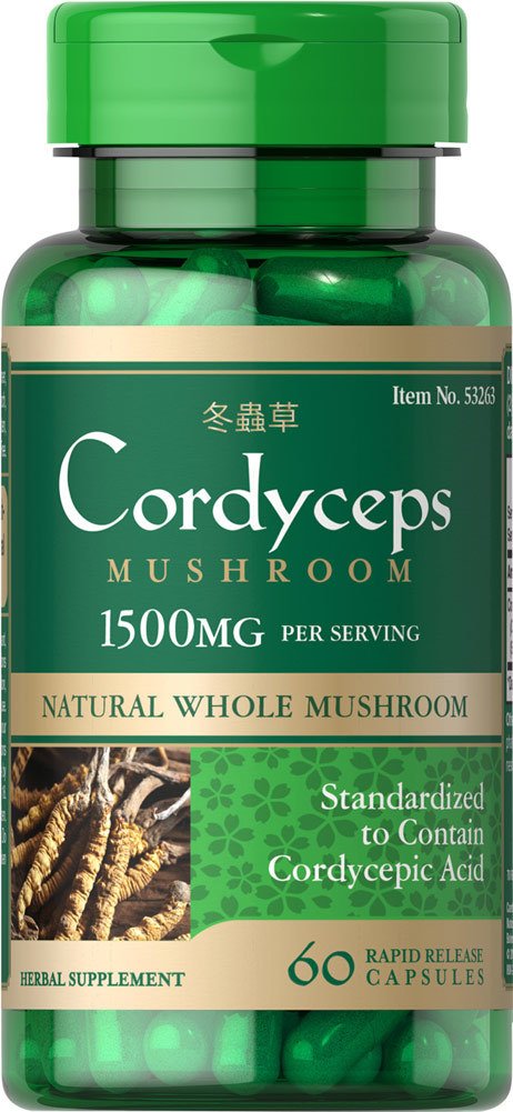 Puritan's Pride Cordyceps Mushroom, , 60 шт