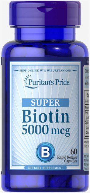 Біотин Puritan's Pride Biotin 5000 mcg 60 caps,  мл, Puritan's Pride. Витамины и минералы. Поддержание здоровья Укрепление иммунитета 