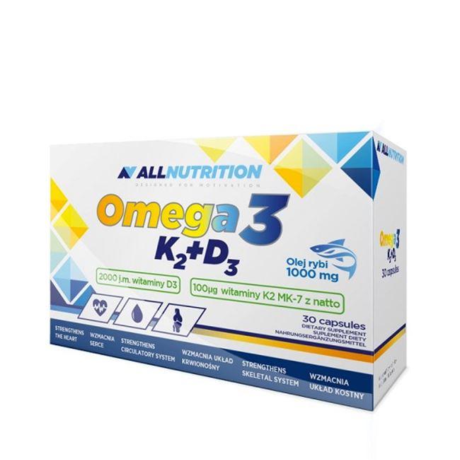 Омега 3 AllNutrition Omega 3 D3 K2 (30 таб) алл нутришн,  ml, AllNutrition. Omega 3 (Fish Oil). General Health Ligament and Joint strengthening Skin health CVD Prevention Anti-inflammatory properties 