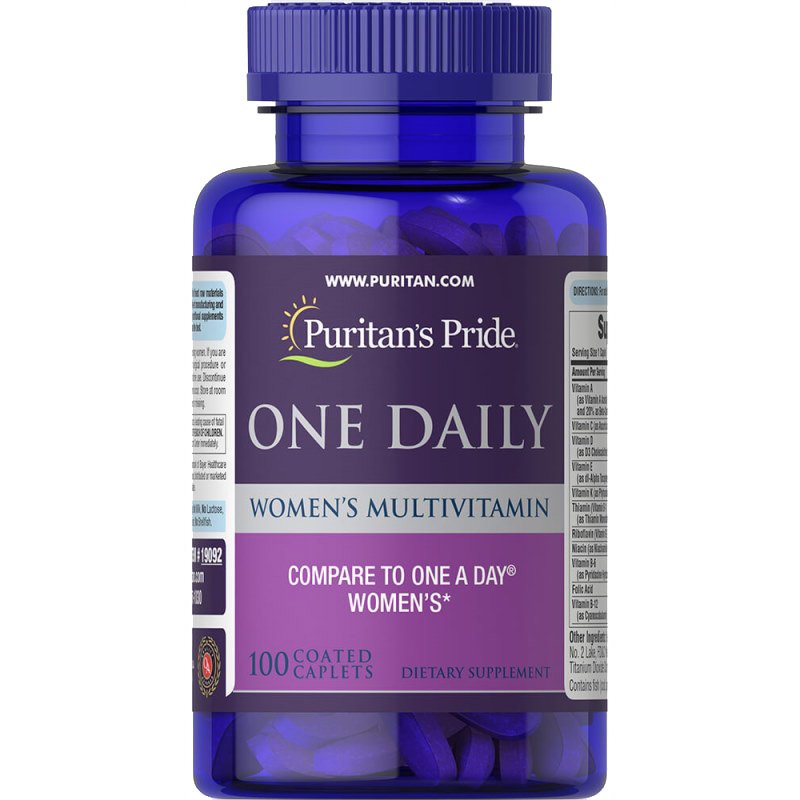 Витамины и минералы Puritan's Pride One Daily Women's Multivitamin, 100 каплет,  мл, Puritan's Pride. Витамины и минералы. Поддержание здоровья Укрепление иммунитета 