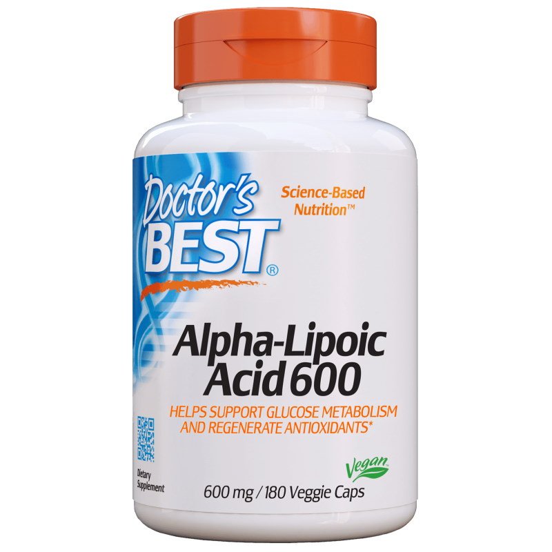 Витамины и минералы Doctor's Best Alpha-Lipoic Acid 600 mg, 180 вегакапсул,  ml, Doctor's BEST. Vitamins and minerals. General Health Immunity enhancement 
