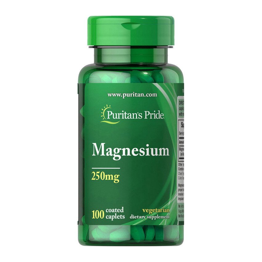 Магний Puritan's Pride Magnesium 250 mg (100 таб) пуританс прайд,  ml, Puritan's Pride. Magnesio Mg. General Health Lowering cholesterol Preventing fatigue 