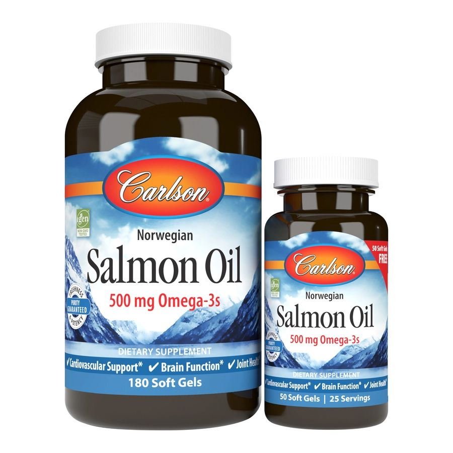 Жирные кислоты Carlson Labs Salmon Oil, 180+50 капсул,  мл, Carlson Labs. Жирные кислоты (Omega). Поддержание здоровья 