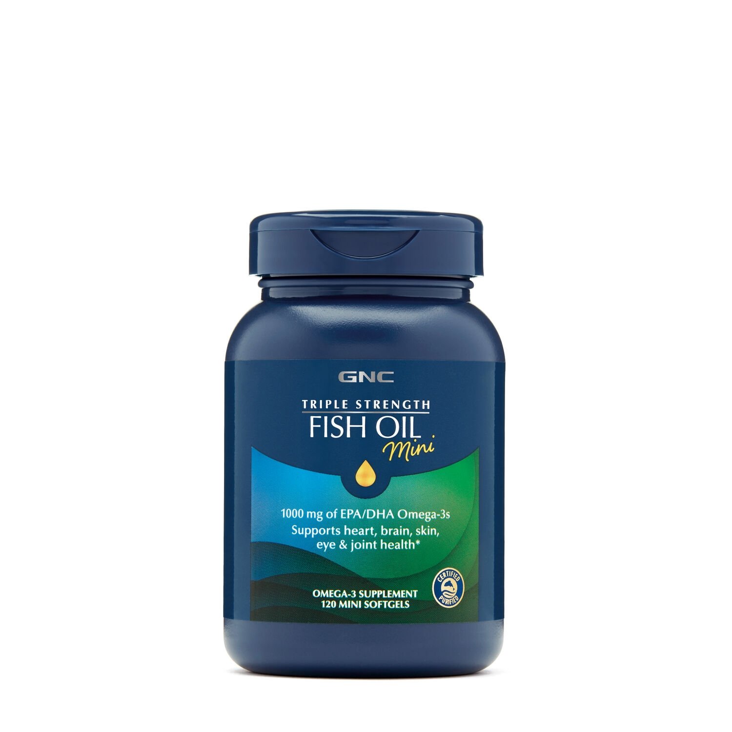 Жирные кислоты GNC Triple Strength Fish Oil Mini, 120 капсул,  ml, GNC. Fats. General Health 