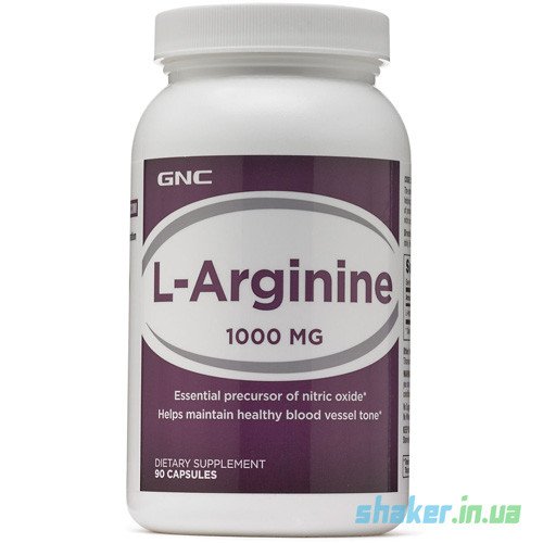 Л-Аргинин GNC L-Arginine 1000 (90 капсул) гнс,  мл, GNC. Аргинин. Восстановление Укрепление иммунитета Пампинг мышц Антиоксидантные свойства Снижение холестерина Донатор оксида азота 