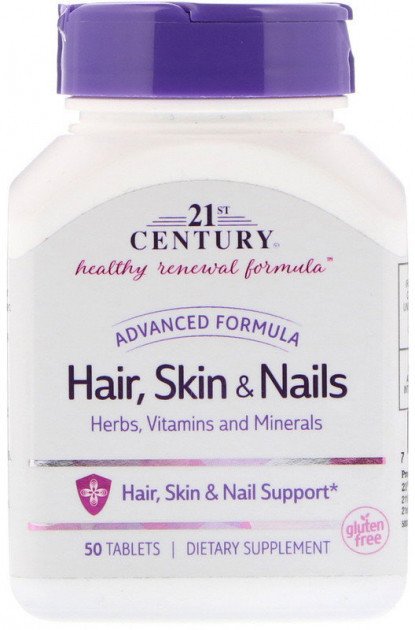 Комплекс 21st Century Hair, Skin & Nails Advanced Formula 50 Tabs,  мл, 21st Century. Витамины и минералы. Поддержание здоровья Укрепление иммунитета 