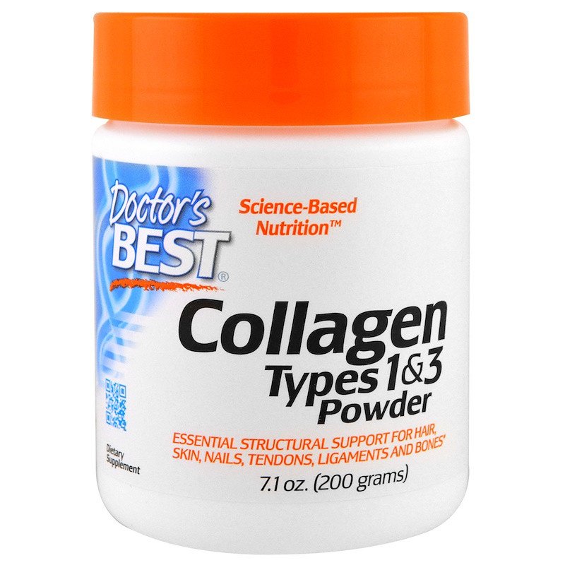 Best Collagen Types 1 & 3 Powder Doctor's Best 200 g,  мл, Doctor's BEST. Коллаген. Поддержание здоровья Укрепление суставов и связок Здоровье кожи 