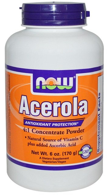 Acerola, 170 г, Now. Витамин C. Поддержание здоровья Укрепление иммунитета 