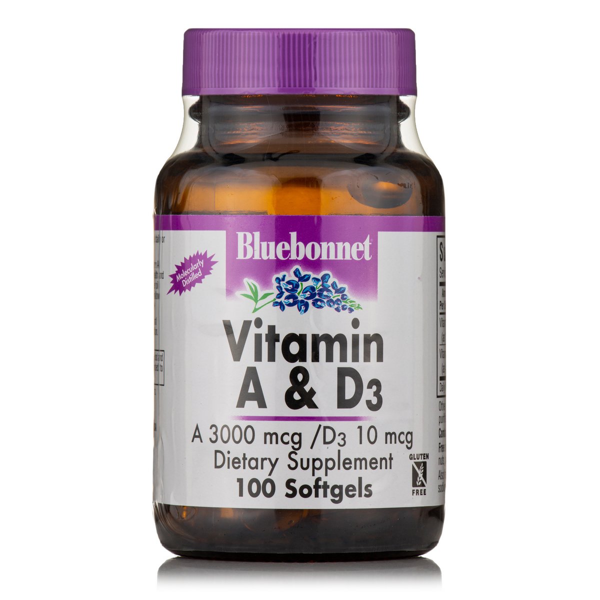 Витамины и минералы Bluebonnet Vitamin A &amp; D3, 100 капсул,  мл, Bluebonnet Nutrition. Витамины и минералы. Поддержание здоровья Укрепление иммунитета 