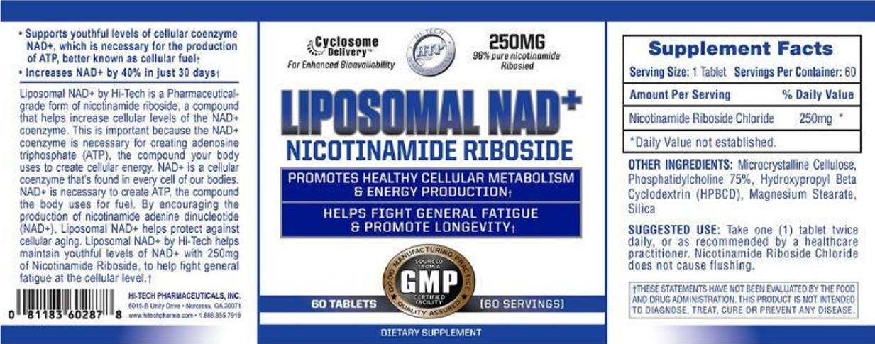 Hi-Tech Pharmaceuticals  Liposomal NAD+ 60 шт. / 60 servings,  мл, Hi-Tech Pharmaceuticals. Витаминно-минеральный комплекс