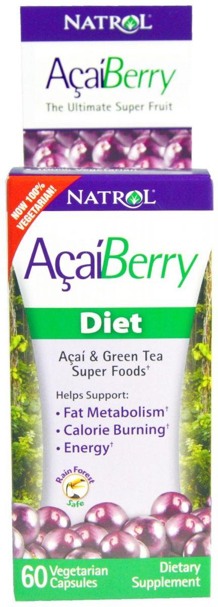 Жироспалювач Natrol AcaiBerry Diet, Acai & Green Tea Superfoods, 60 VCaps,  мл, Natrol. Жиросжигатель. Снижение веса Сжигание жира 