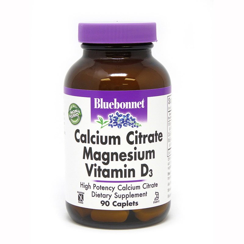 Витамины и минералы Bluebonnet Calcium Citrate Magnesium Vitamin D3, 90 каплет,  мл, Bluebonnet Nutrition. Витамины и минералы. Поддержание здоровья Укрепление иммунитета 