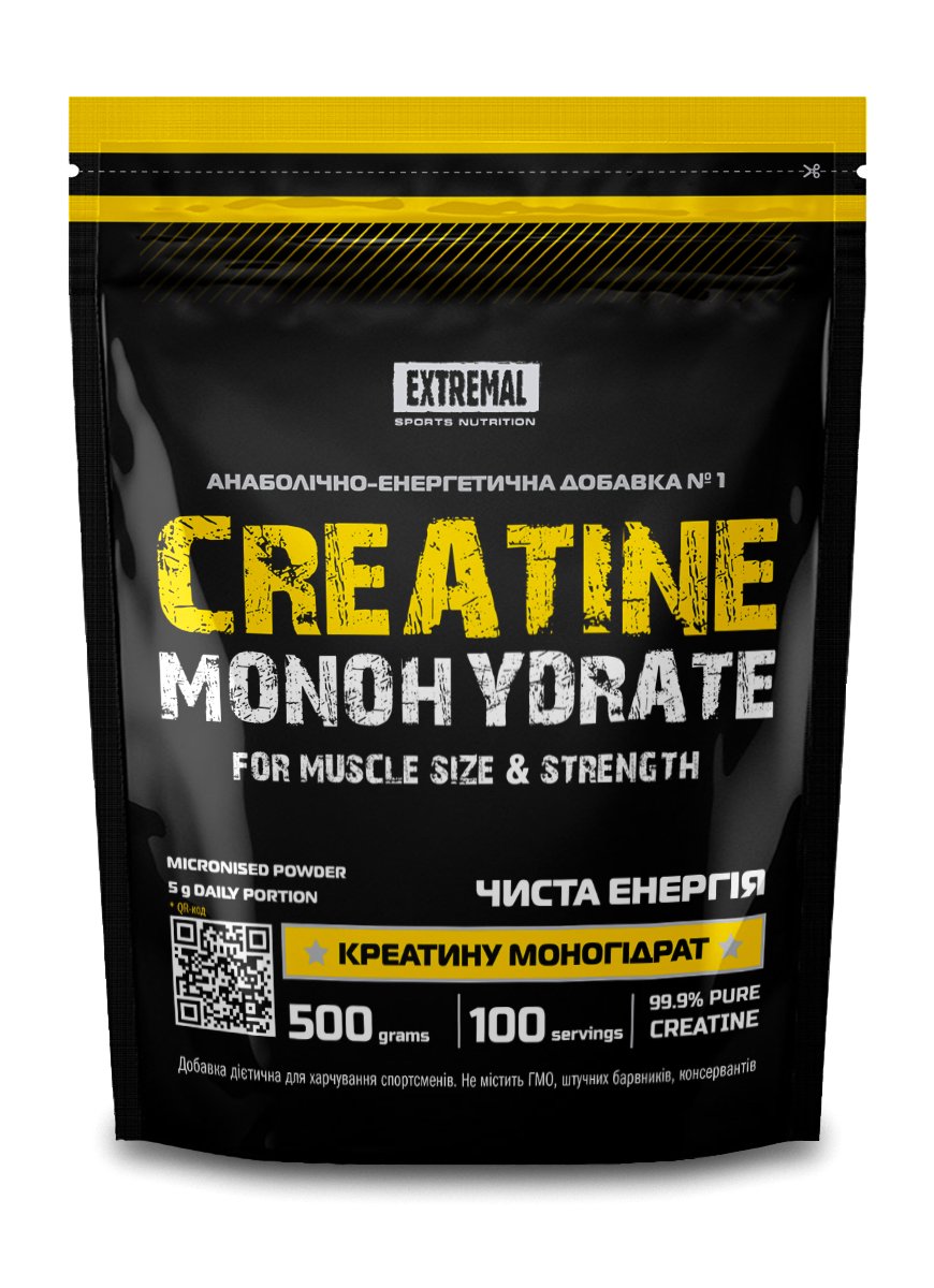 Creatine Monohydrate, 500 g, Extremal. Creatine monohydrate. Mass Gain Energy & Endurance Strength enhancement 